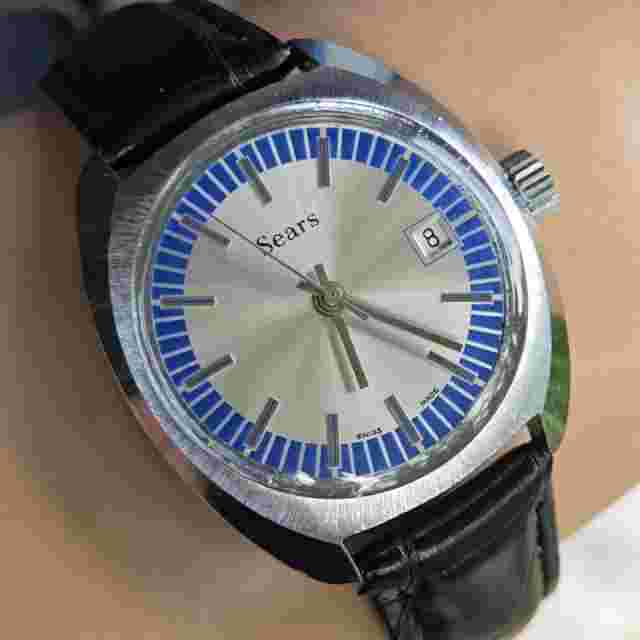 Vintage SEARS men's manual wind watch EB 8800 swiss made 1960s