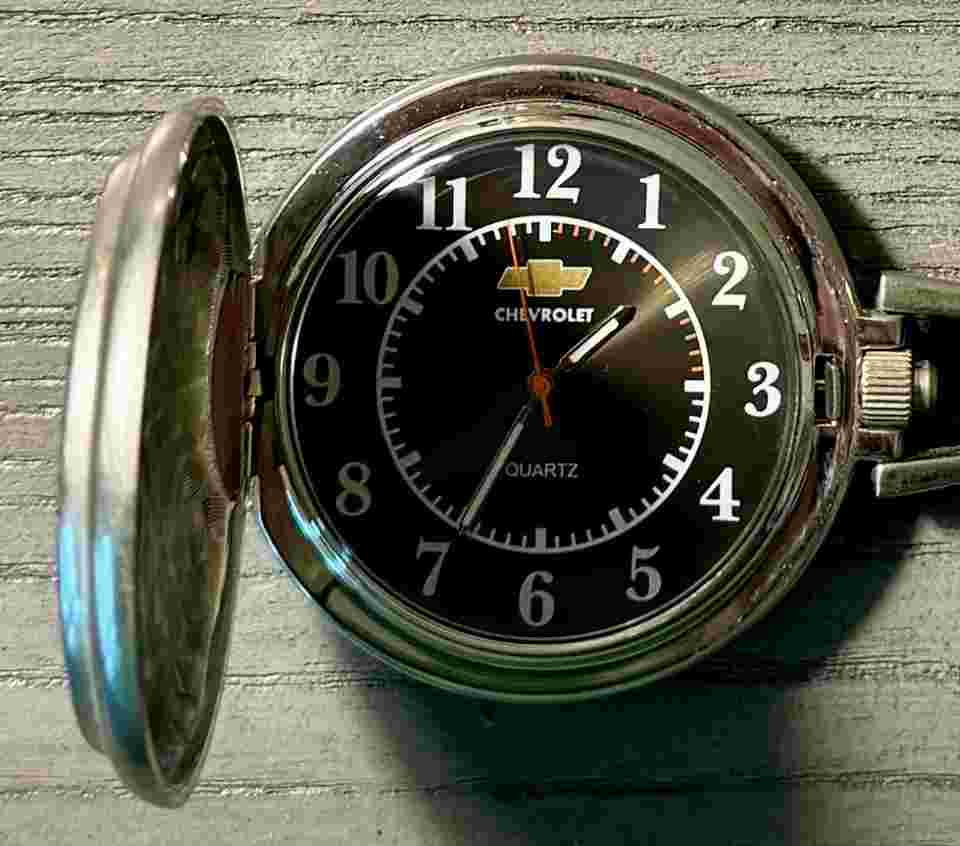 Vintage Chevrolet Chevy Black Pocket Watch -  Needs Battery
