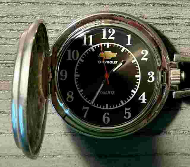 Vintage Chevrolet Chevy Black Pocket Watch -  Needs Battery