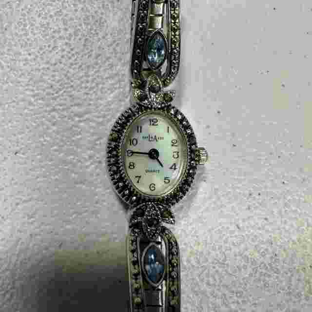 L.A. Express Marcasite's Silver Tone Quartz Analog Women's Watch