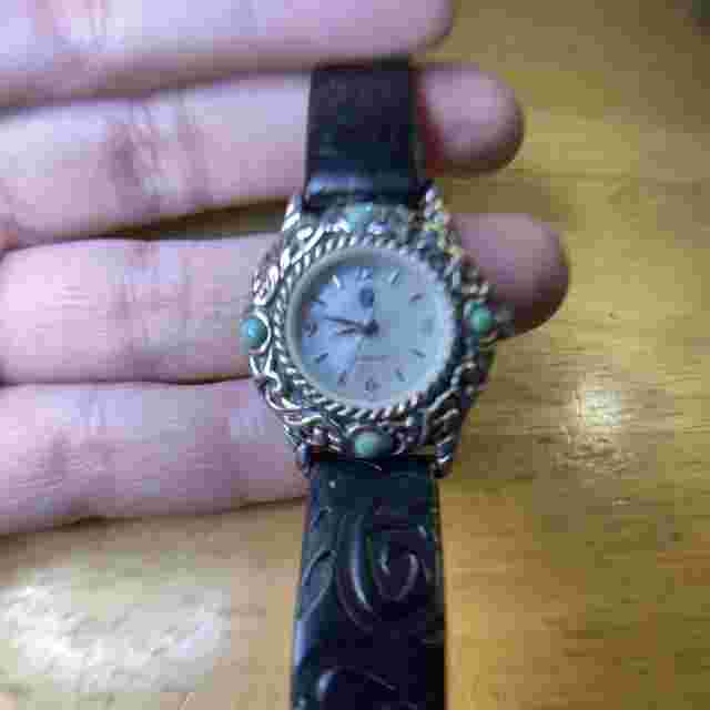 Carolyn Pollock Relios 925 silver watch with leather band, Simply Southwest