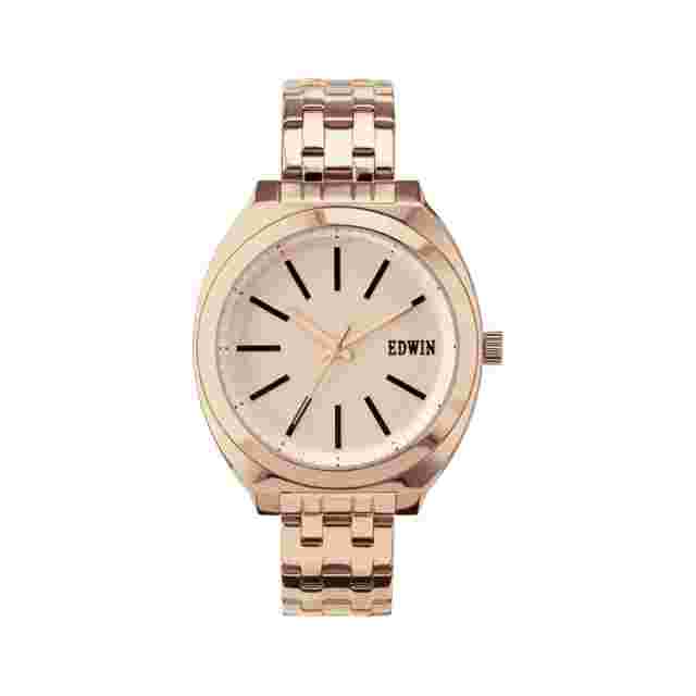 Edwin Era Women's 3 Hand Watch Rose Gold Stainless Steel Case and Band