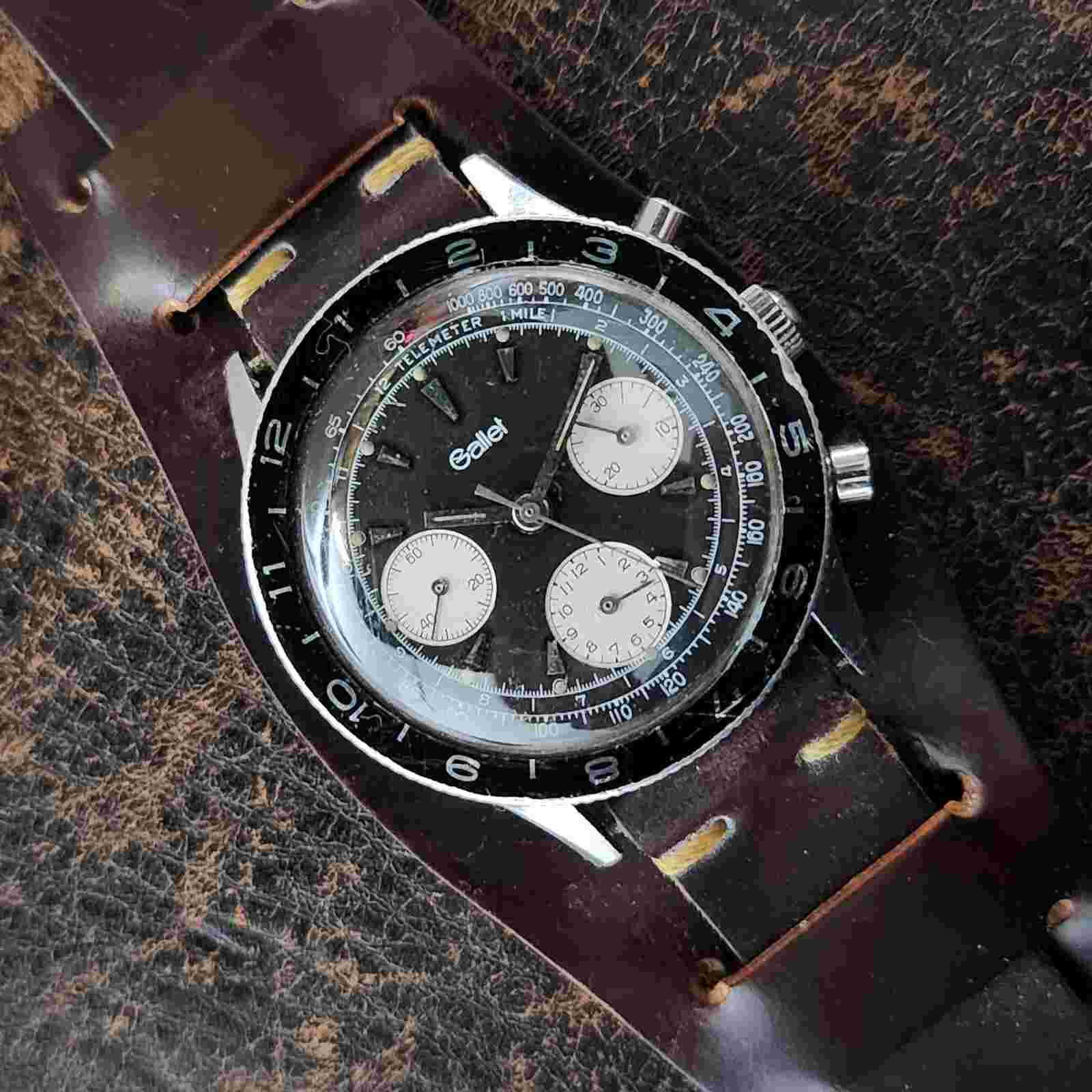 Vintage Gallet MultiChron Pilot Chronograph Stainless Steel Valjoux 72