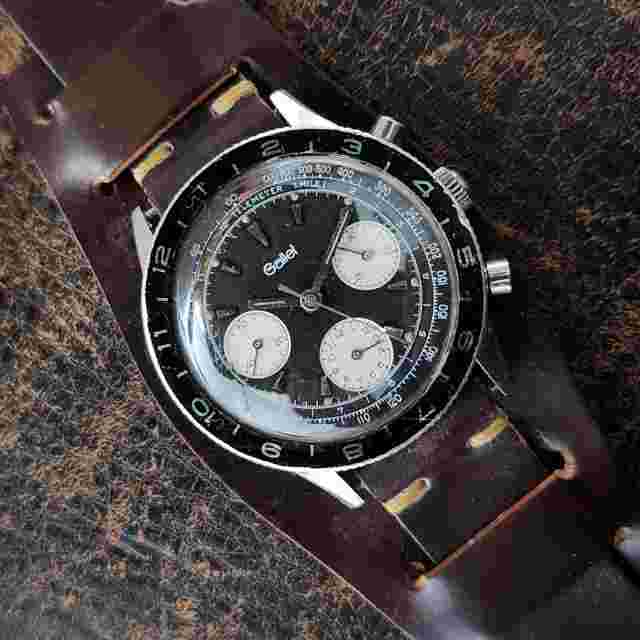Vintage Gallet MultiChron Pilot Chronograph Stainless Steel Valjoux 72