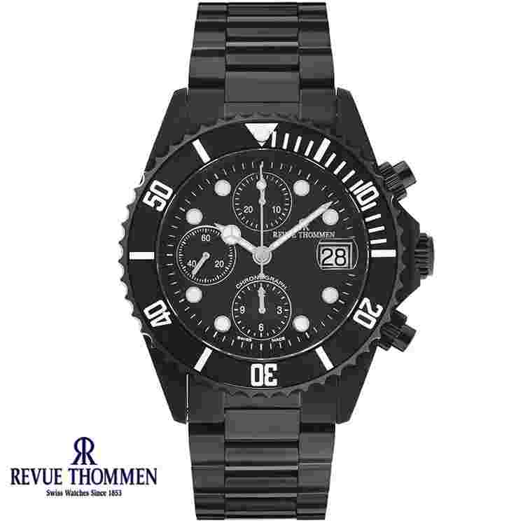 Revue Thommen 17571.6177 XL Diver Automatic Valjoux 7750 black Men's Watch NEW