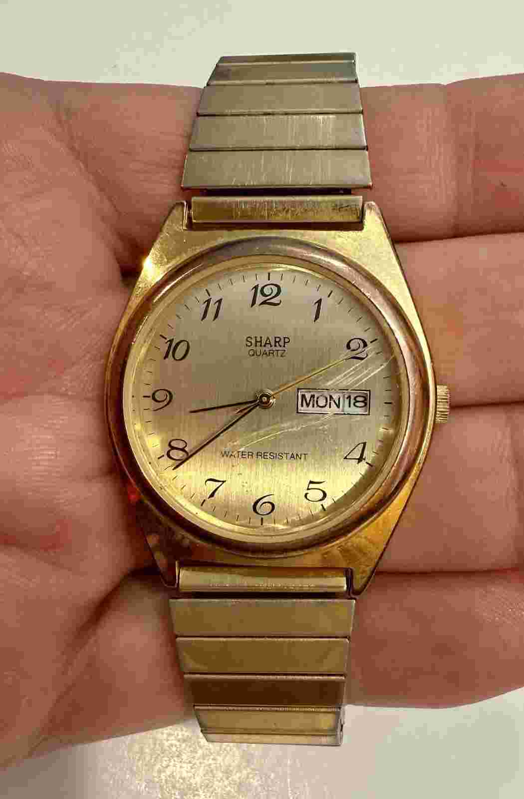Vintage SHARP Men's Gold Tone Watch | NEW BATTERY - Watch Word Great!