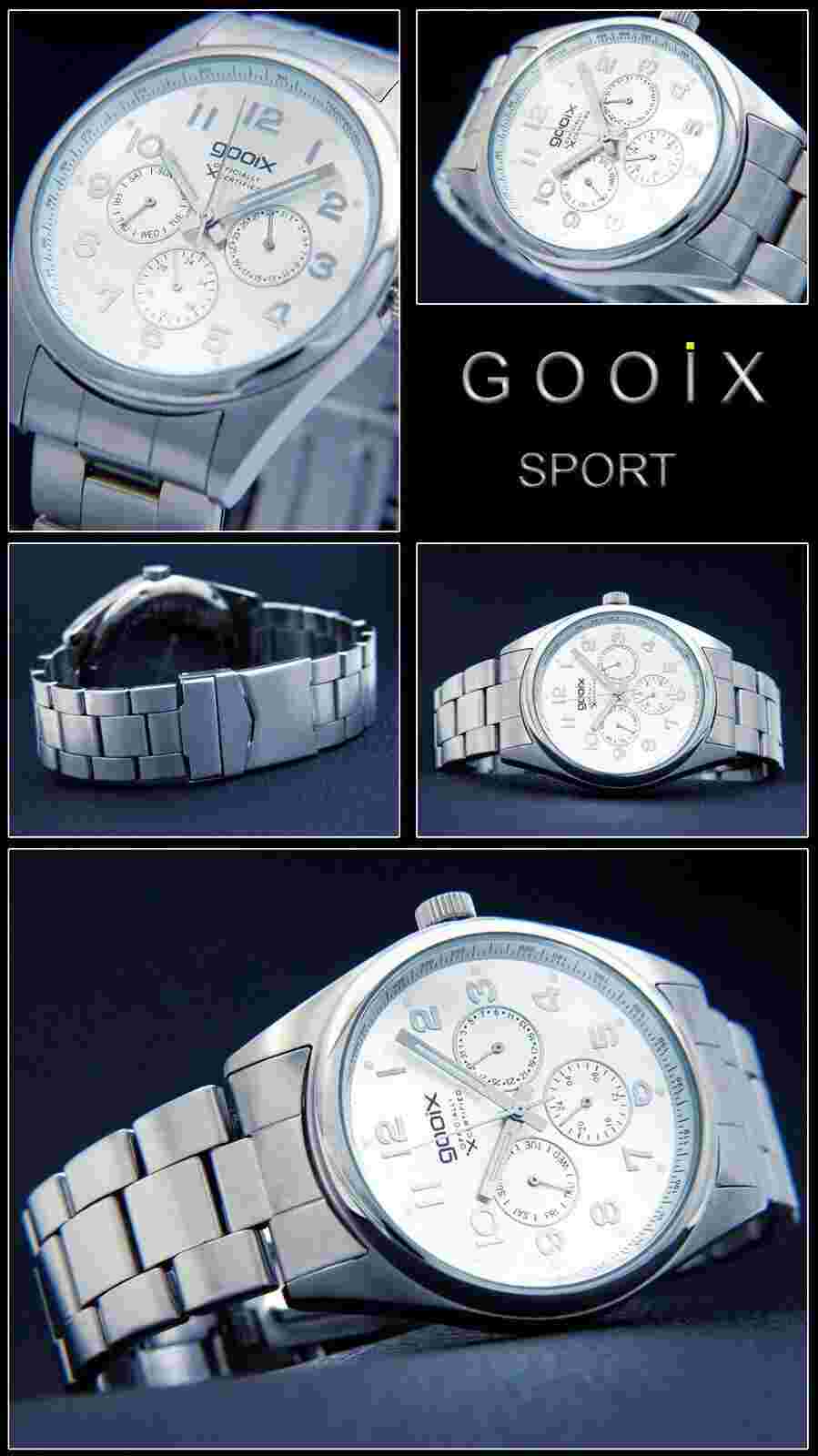 Gooix Pilot Watch XXL 48mm Stainless Steel Calendar 5 Bar 5030