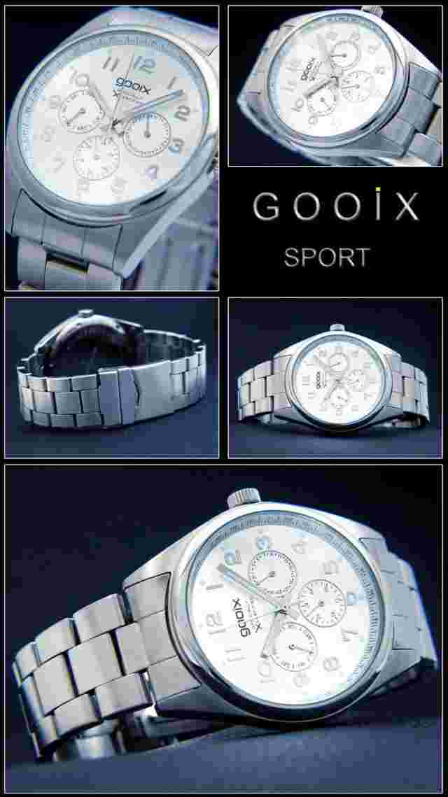 Gooix Pilot Watch XXL 48mm Stainless Steel Calendar 5 Bar 5030