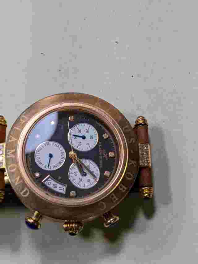 KLAUS-KOBEC Chrono Rose and diamonds ORIG. Leather DEPLOYMENT STRAP, RARE MODEL!