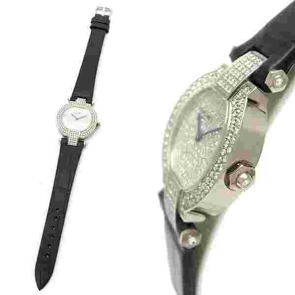 CHAUMET Round Full Pavé Diamond Ladies Watch From Japan G1209