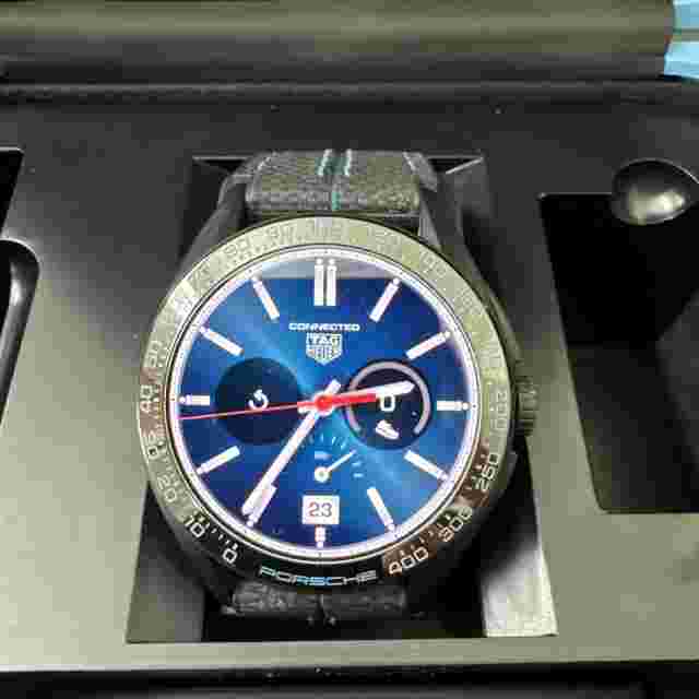 TAG Heuer Connected Calibre E4 Porsche Edition 45mm Titanium Case with Black Rubber/Leather Band Smart Watch (SBR8A82.EB0264)