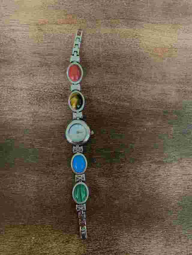 NEW Persona Ladies Metal Link Bracelet Fashion Watch with Stones White Dial