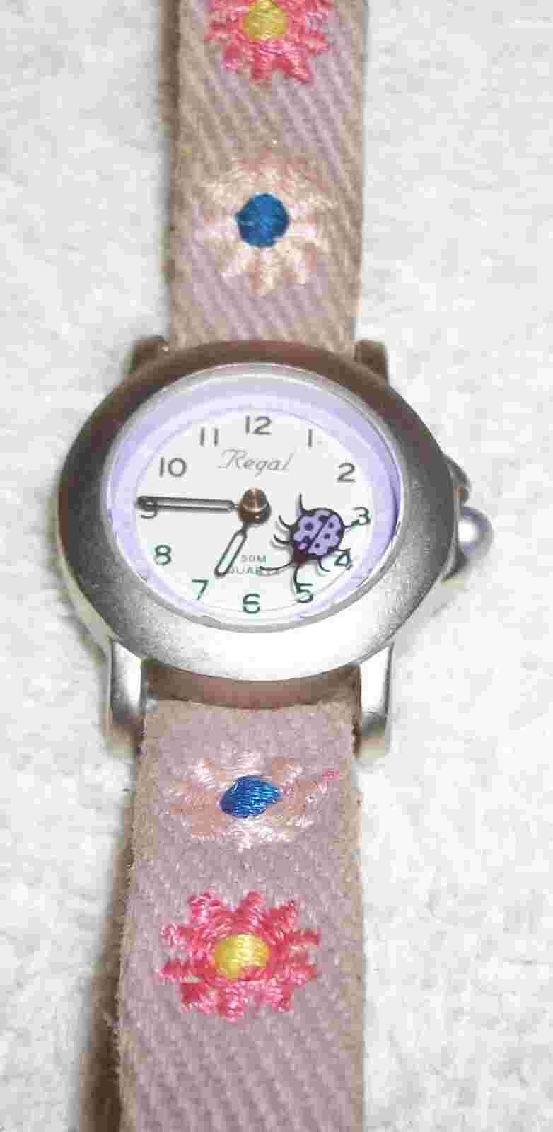 Regal Ladybug pink denim Watch New Battery Runs Great