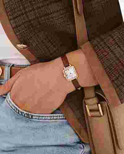Lola Rose Women's Dainty Watch Genuine Brown Leather Strap Wrist Watch. Mothe...