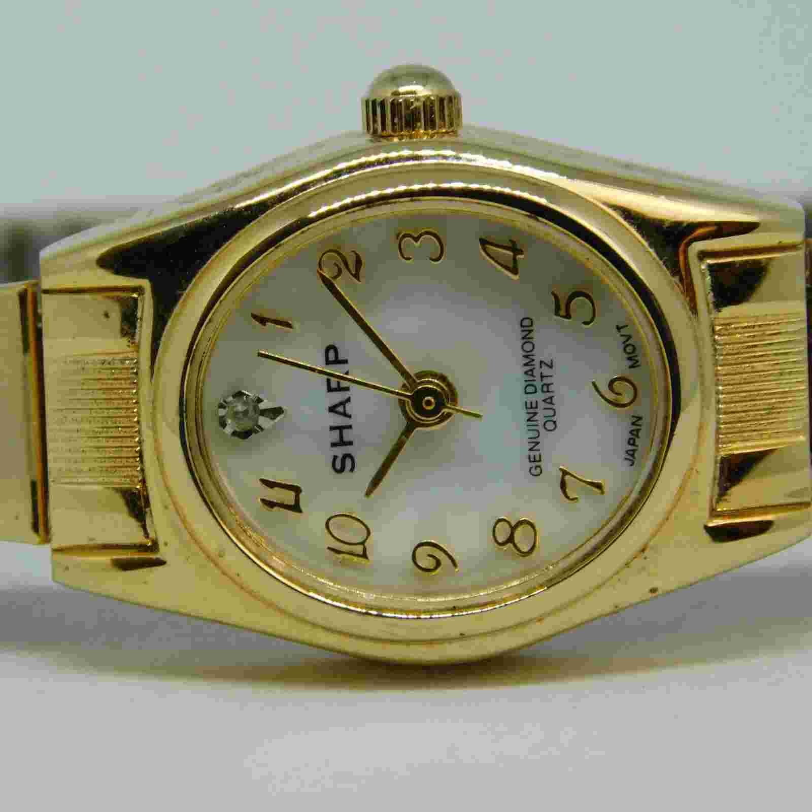 SHARP SHP2420 Genuine Diamond Quartz Analog Women's Watch Sz. 6" New Battery