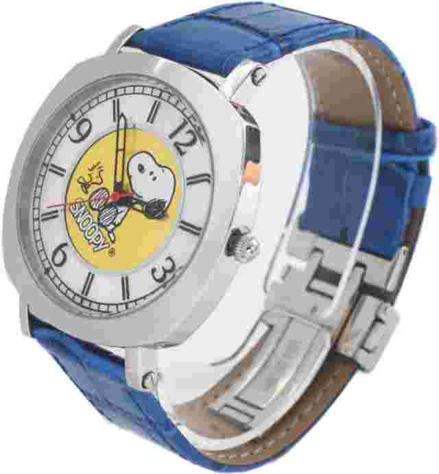 SNOOPY Watch 38mm Stainless Steel Leather Quartz Crystal Glass Unisex