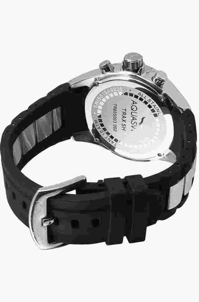 NWB AQUASWISS Unisex Trax 5H Watch, Black and Silver, Water Resistant, 43 mm