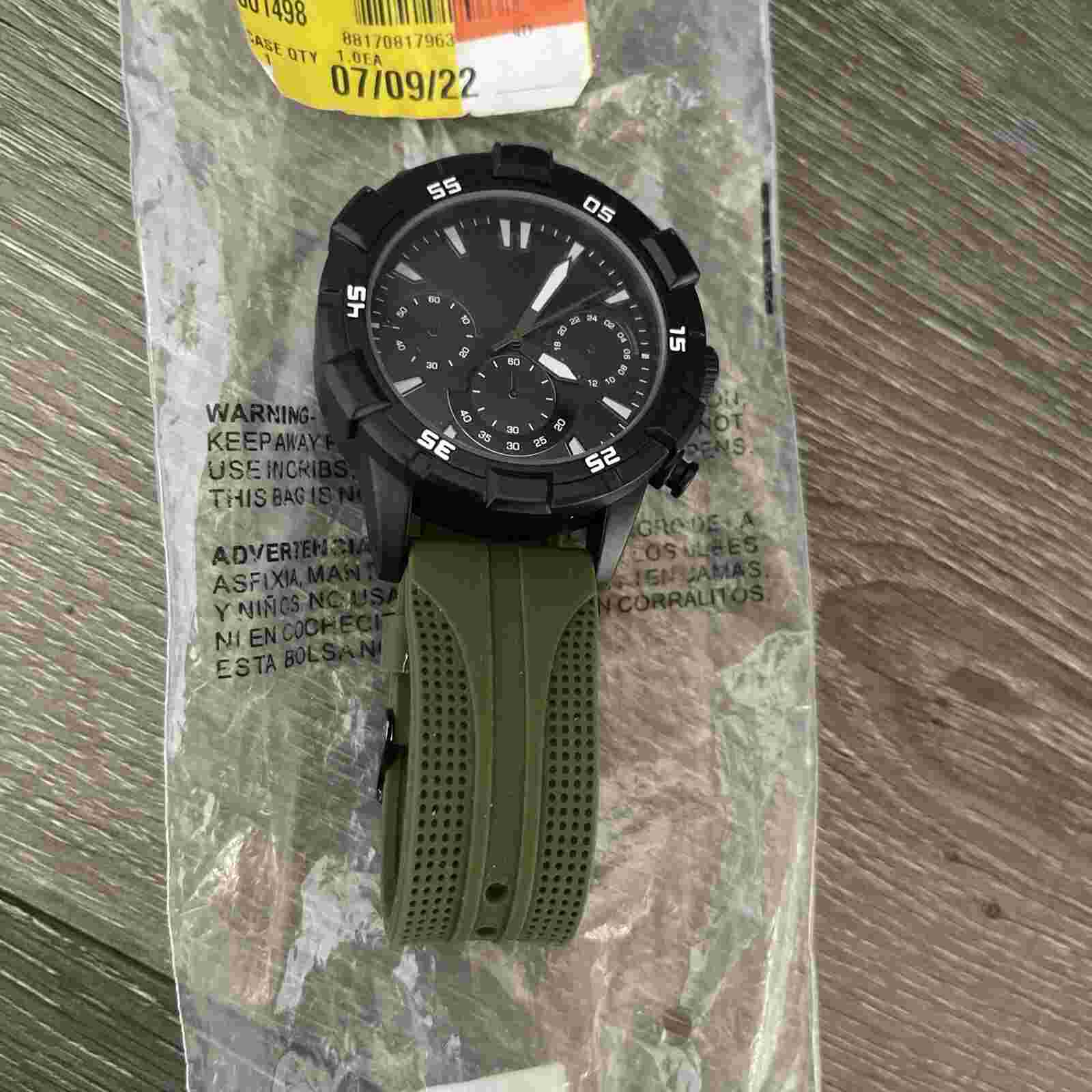 Brand New Men's Chronograph Watch On Army Color Olive Green