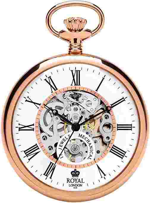 Royal London Skeleton Mechanical Pocket watch with  Free engraving,