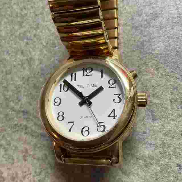 Tel Time Talking Watch 34mm Gold Tone Case With Expansion Band Bin Y