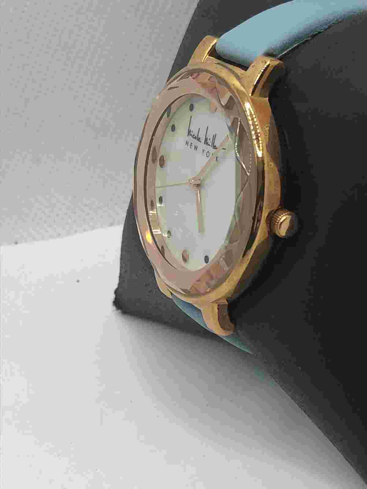 Nicole Miller NY50396003 Unisex Leather Analog Dial Quartz Genuine Watch Op345