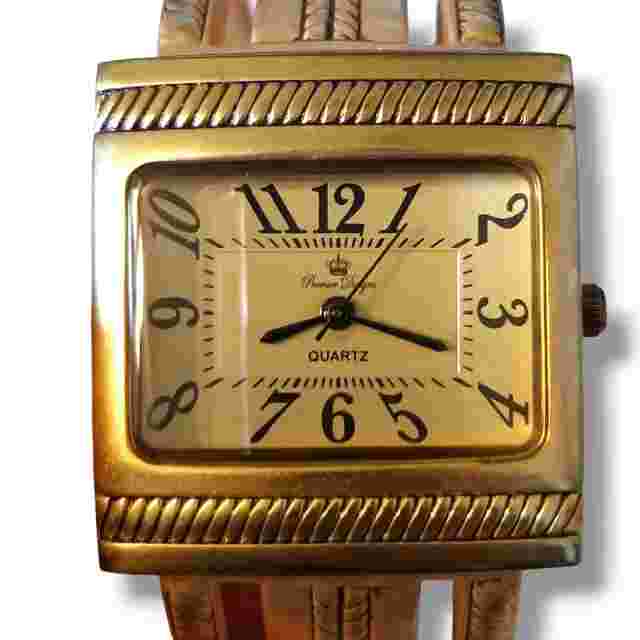 Vintage Premier Designs Elegant Gold Tone Quartz Bracelet Watch Japan Movt