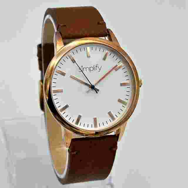 Simplify The 5900 Silver Dial Brown Leather Watch Sim5904