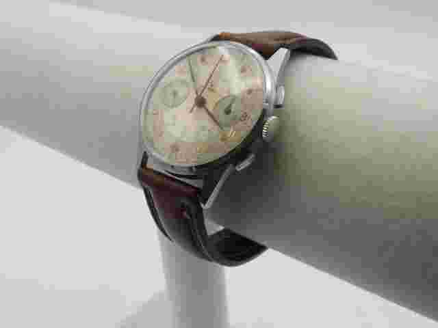 1950's HELBROS Chronometer TRICOLOR Dial Original MEN'S Wrist WATCH Runs