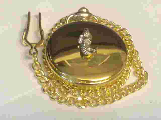 Mermaid TG302 Pewter on a Gold Pocket Watch Quartz fob