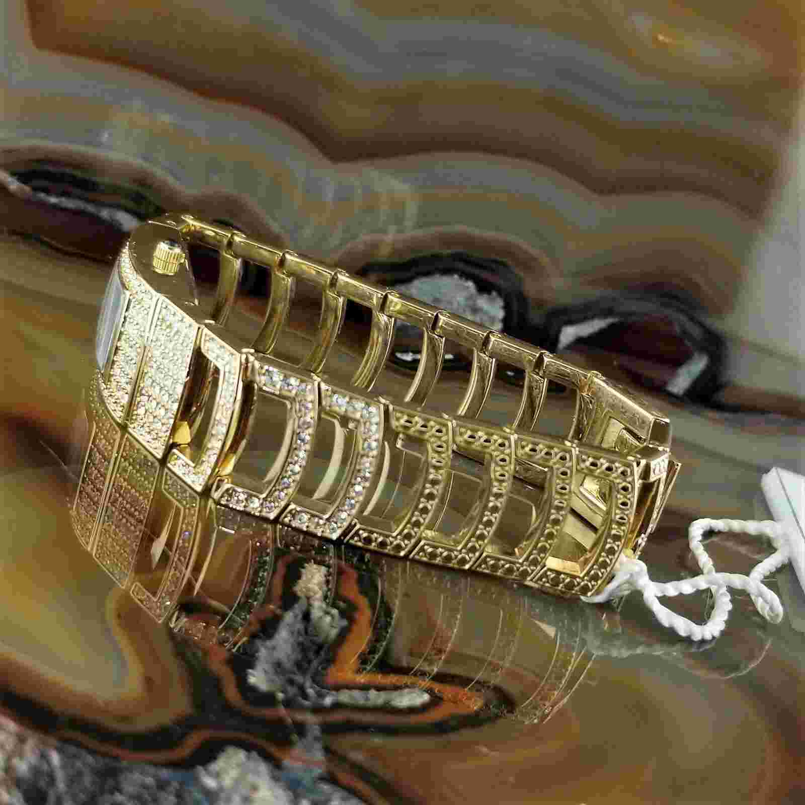 New ADEE KAYE Gold Art Deco Swarovski Crystal Watch