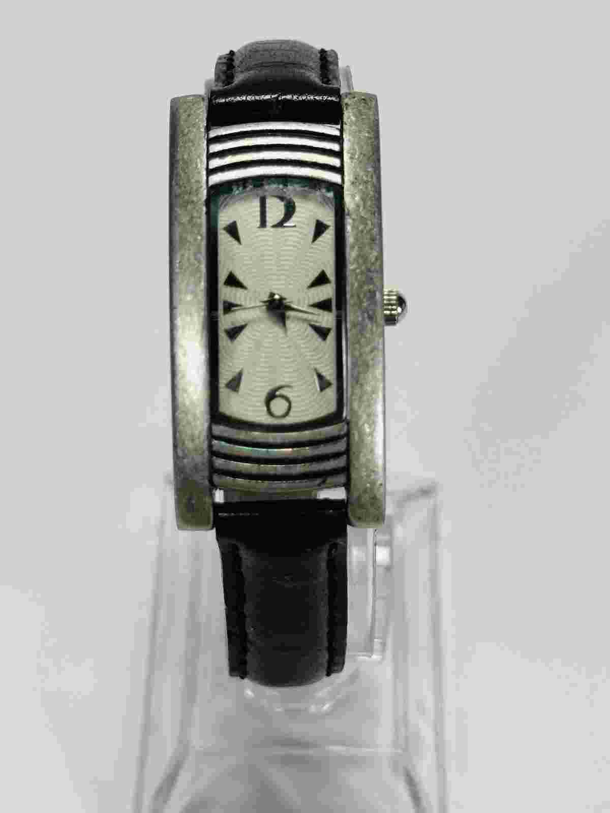 Working Vintage J Jill Ladies Silver  Watch Leather Band Rectangle Dial W3