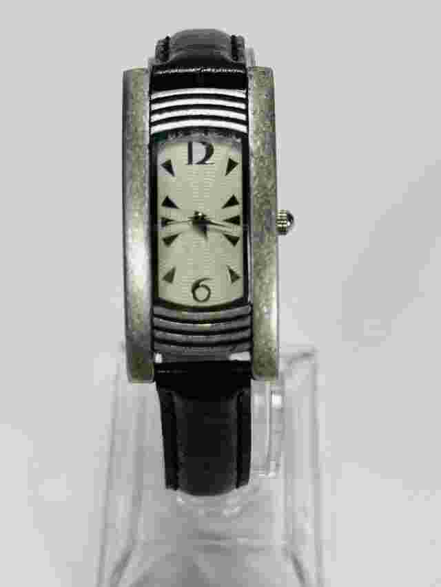 Working Vintage J Jill Ladies Silver  Watch Leather Band Rectangle Dial W3