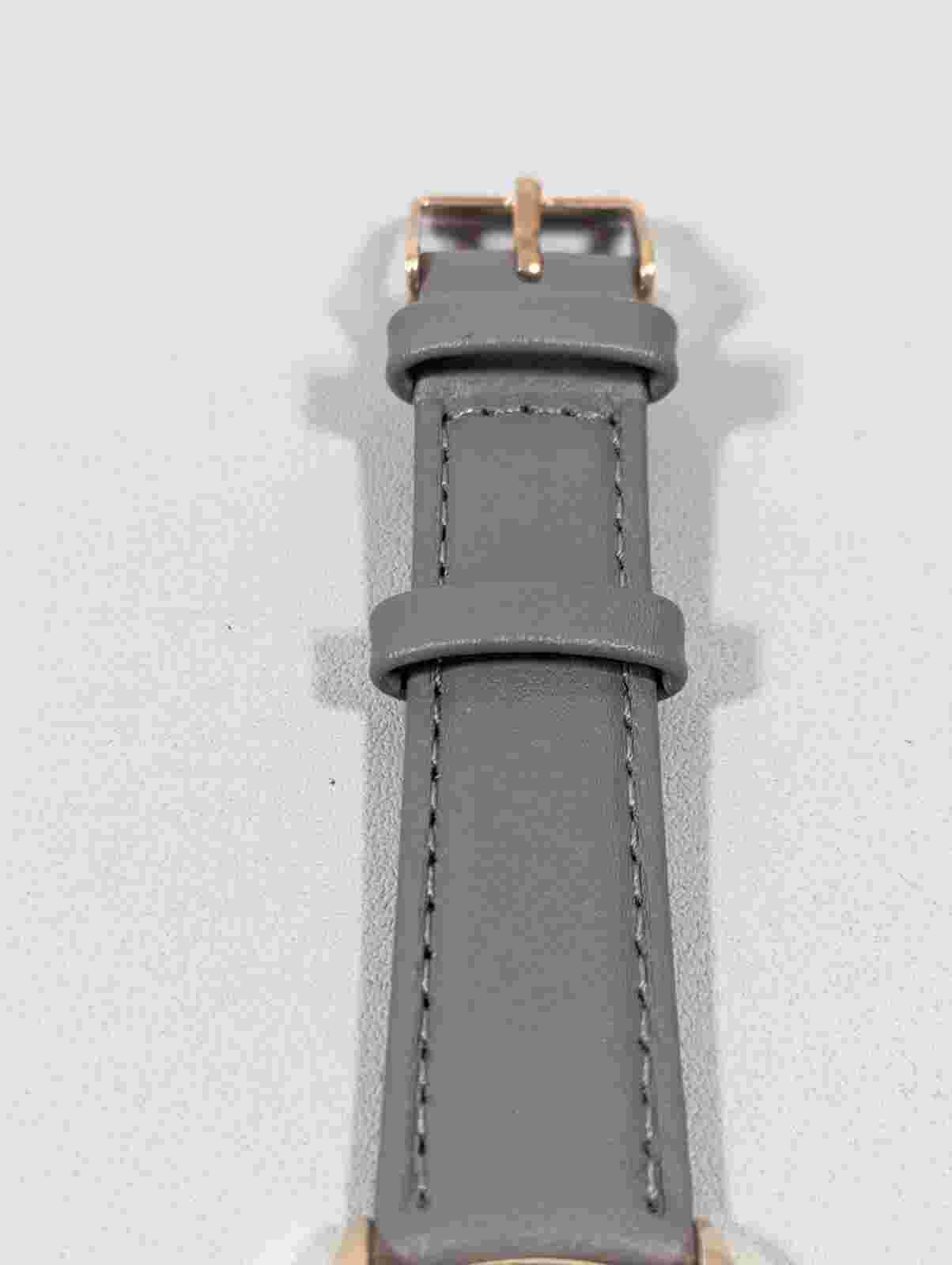 Monroe By Maestro Classique Rose Gold Tone Round Case Gray Leather Band Watch