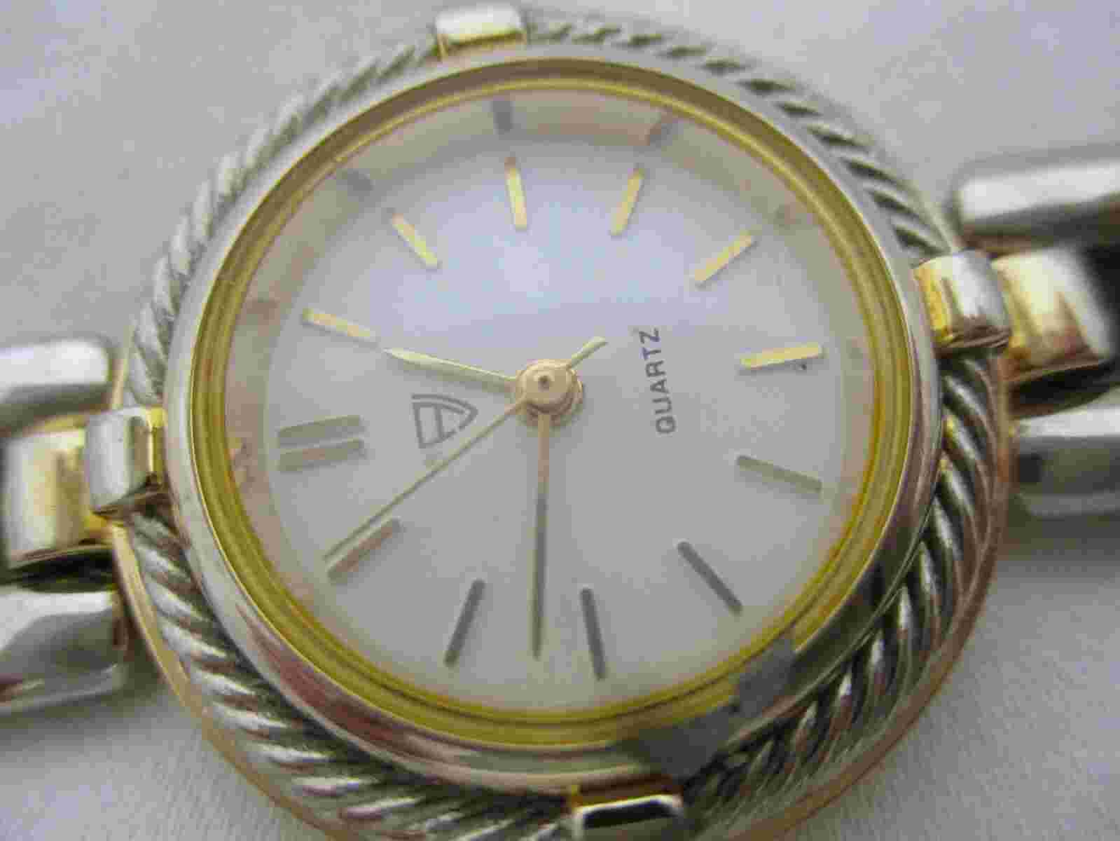 Alexander Julian Wristwatch Silver & Gold Tone Band Round White Face Elegant