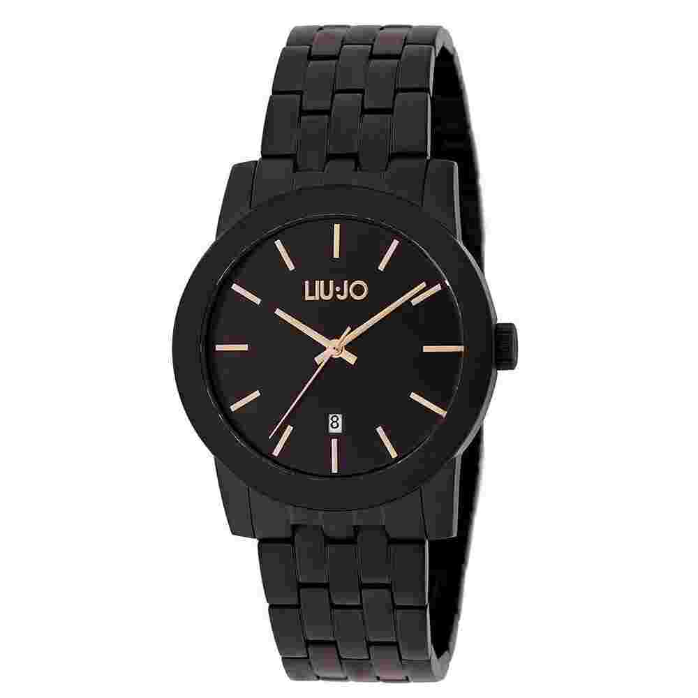 Liu Jo Men's Watch Only Time Equal in Black PVD Steel with Pink PVD Indices