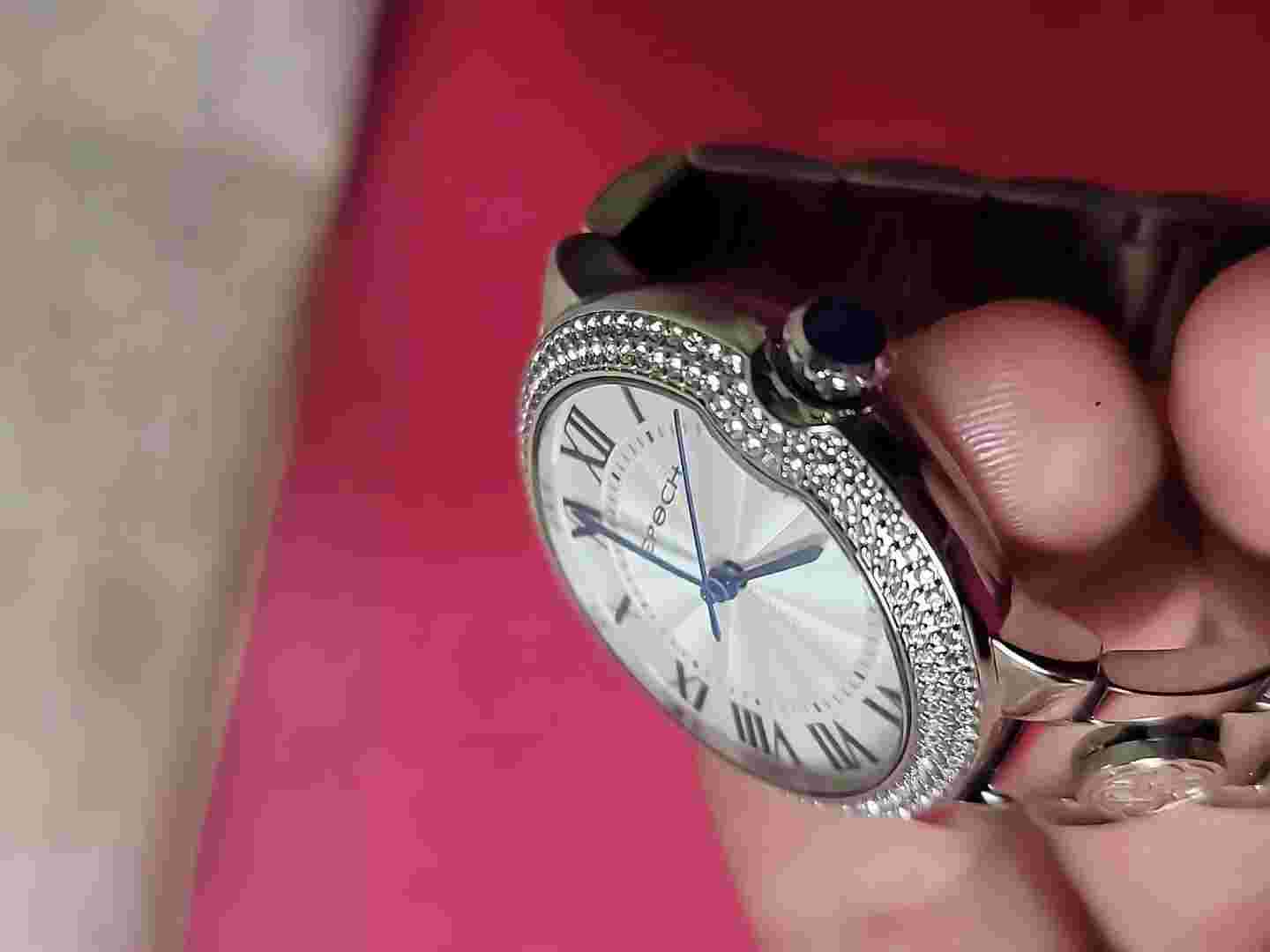 Vintage Epoch Watch Rhinestones Blue Gemstones Mint Condition