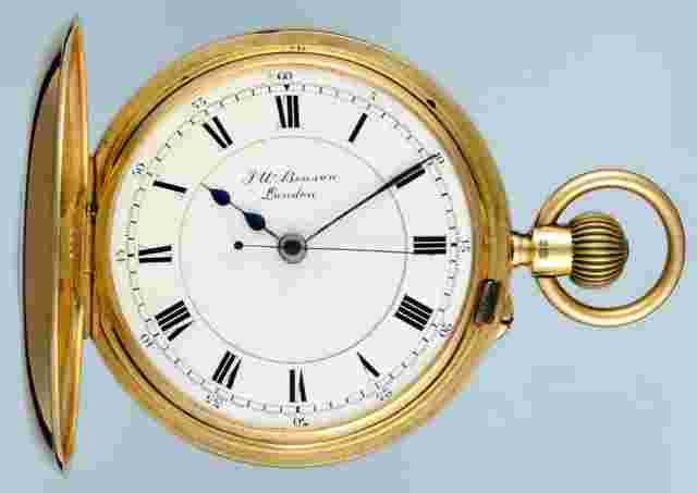 ENGLISH CENTRE SECONDS GOLD HALF HUNTER BY JW BENSON