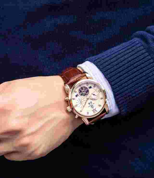 Fashion Men's Mult-functional Day/Date/Week Self-wind Mechanical Watch