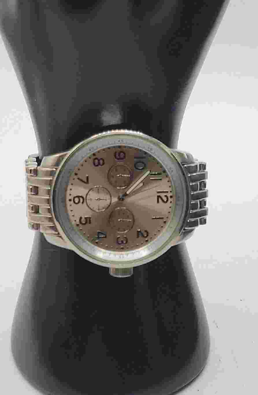 Merona Men's Quartz Watch Large Dial Silver Tone Chronograph 7" 42mm FMDM161