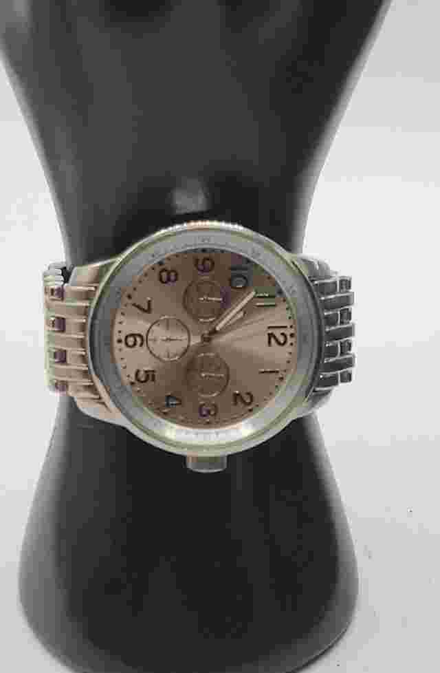 Merona Men's Quartz Watch Large Dial Silver Tone Chronograph 7" 42mm FMDM161