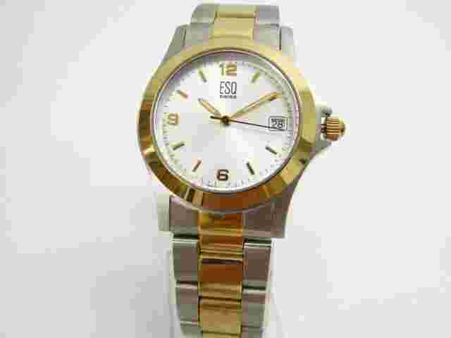 ESQ SWISS E5296 Quartz Analog Men's Wristwatch with Box Gold Silver Color Used