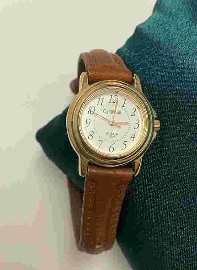 CARRIAGE by Timex Genuine Leather Quartz Analog Women's Watch New Battery