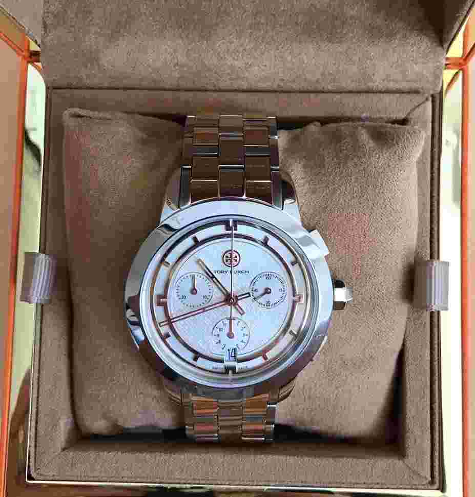 Tory Burch TB1030 Two Tone St Steel Chronograph Women's Watch Swiss 37mm