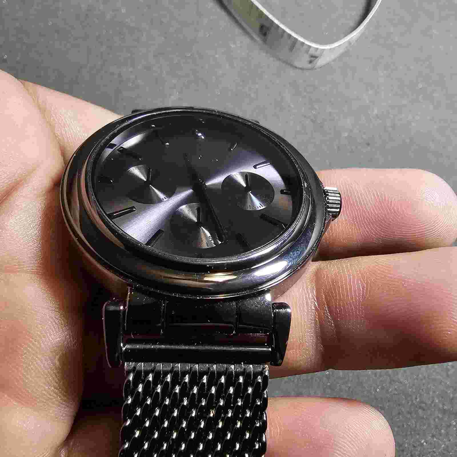 Sean John Mens Large Quartz Fashion Watch Black Mesh Strap Working SJB003GU