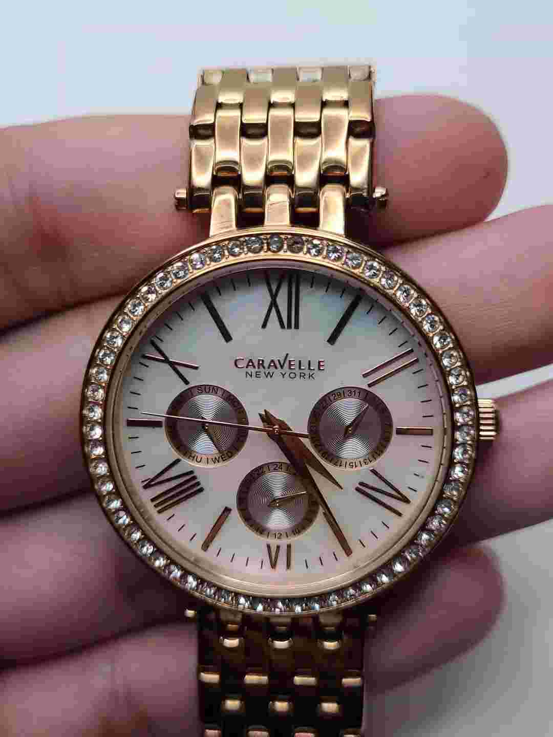 Caravelle by Bulova 44N101 Rose Gold 38 mm Women's Watch New Battery