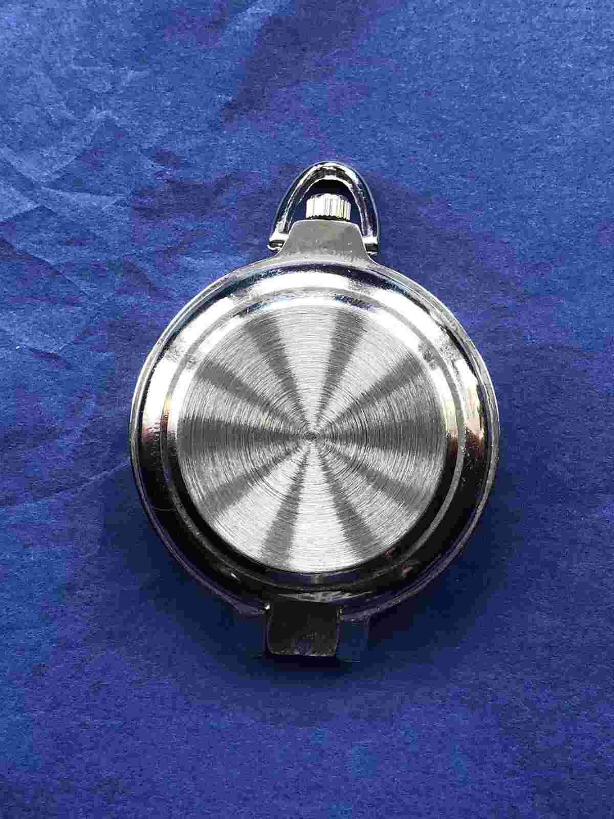 VTG Style Chrome Open-Face Hinged Round Pocket Watch (Working) (I.100/AL1/07)