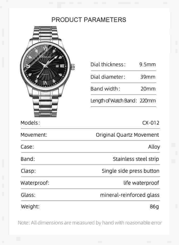 CHENXI Men Quartz Watch Fashion Silver Wristwatch Male Calender Stylish Watches