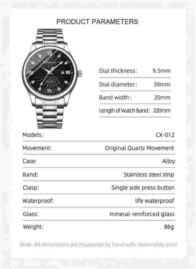 CHENXI Men Quartz Watch Fashion Silver Wristwatch Male Calender Stylish Watches