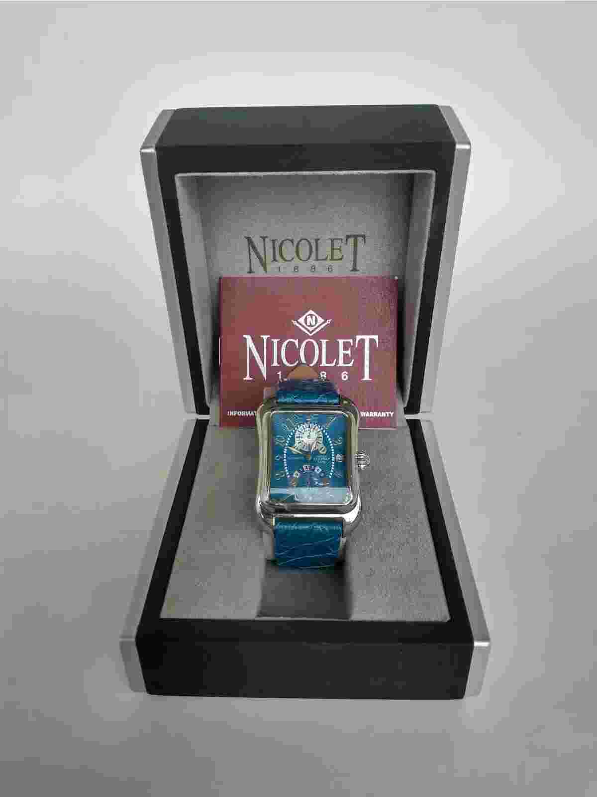 Nicolet 1886 Automatic NT322012 21 Jewel Full Calendar Watch Gold Tone