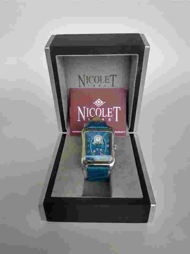 Nicolet 1886 Automatic NT322012 21 Jewel Full Calendar Watch Gold Tone